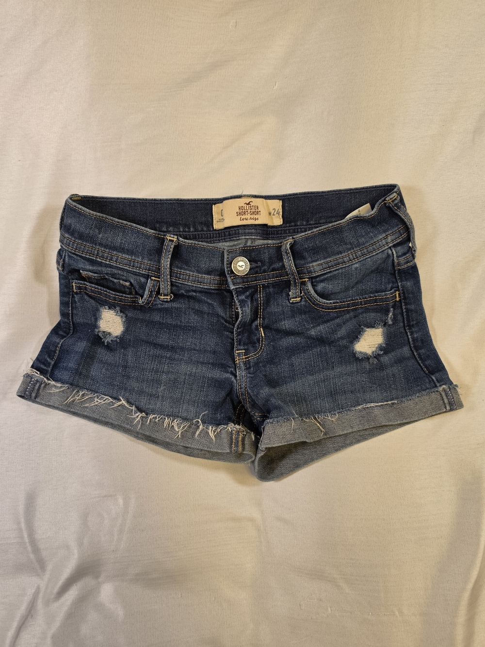 Hollister Distressed Low Rise Short-Shorts - Size 0 / W24